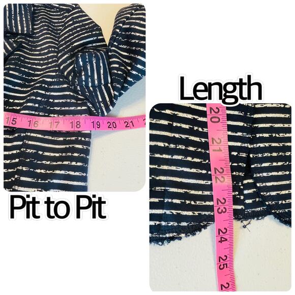 Elliott Lauren Black & Silver Striped Knit Button Front Blazer Jacket Women Sz S - Picture 11 of 11